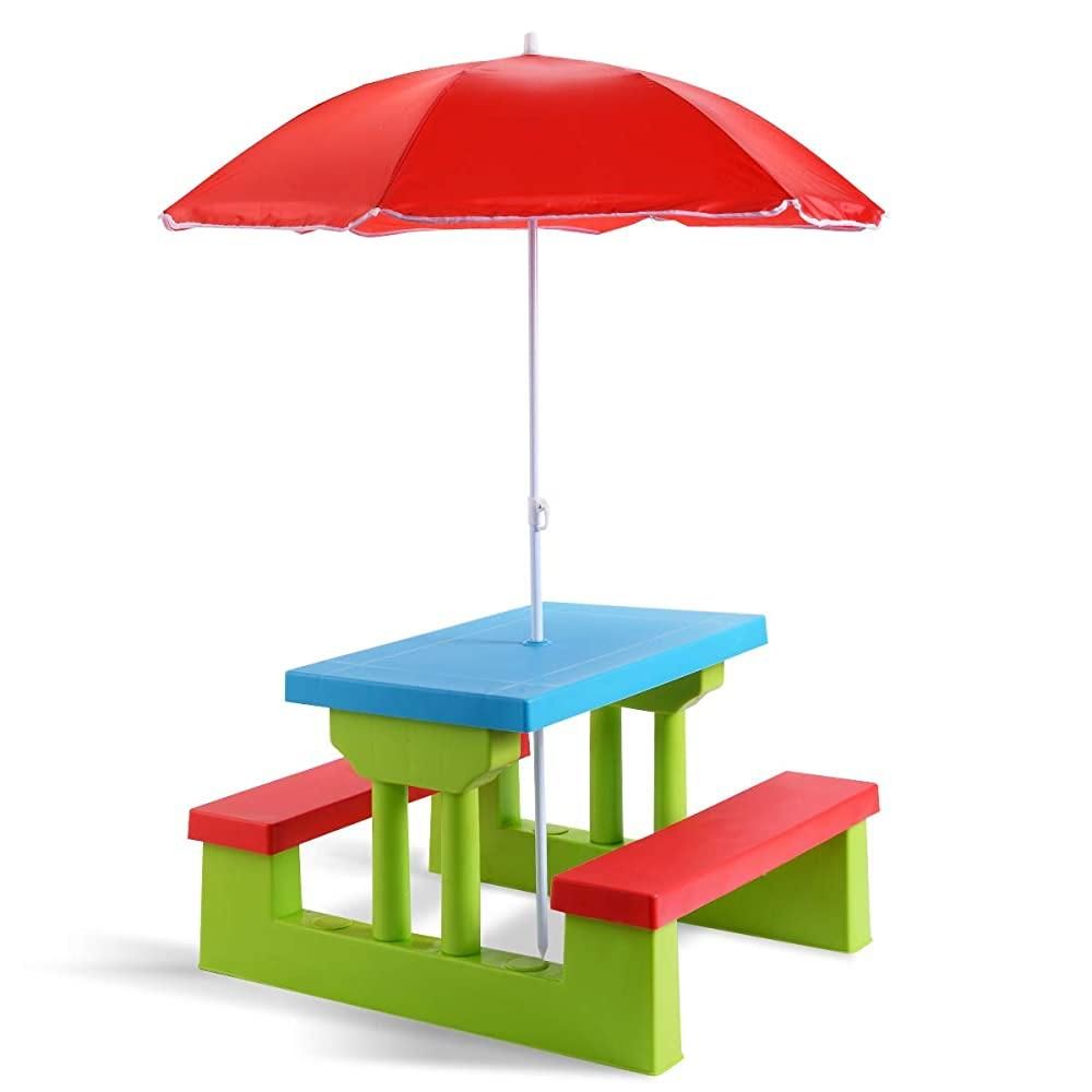Kids Table with Benches & Umbrella